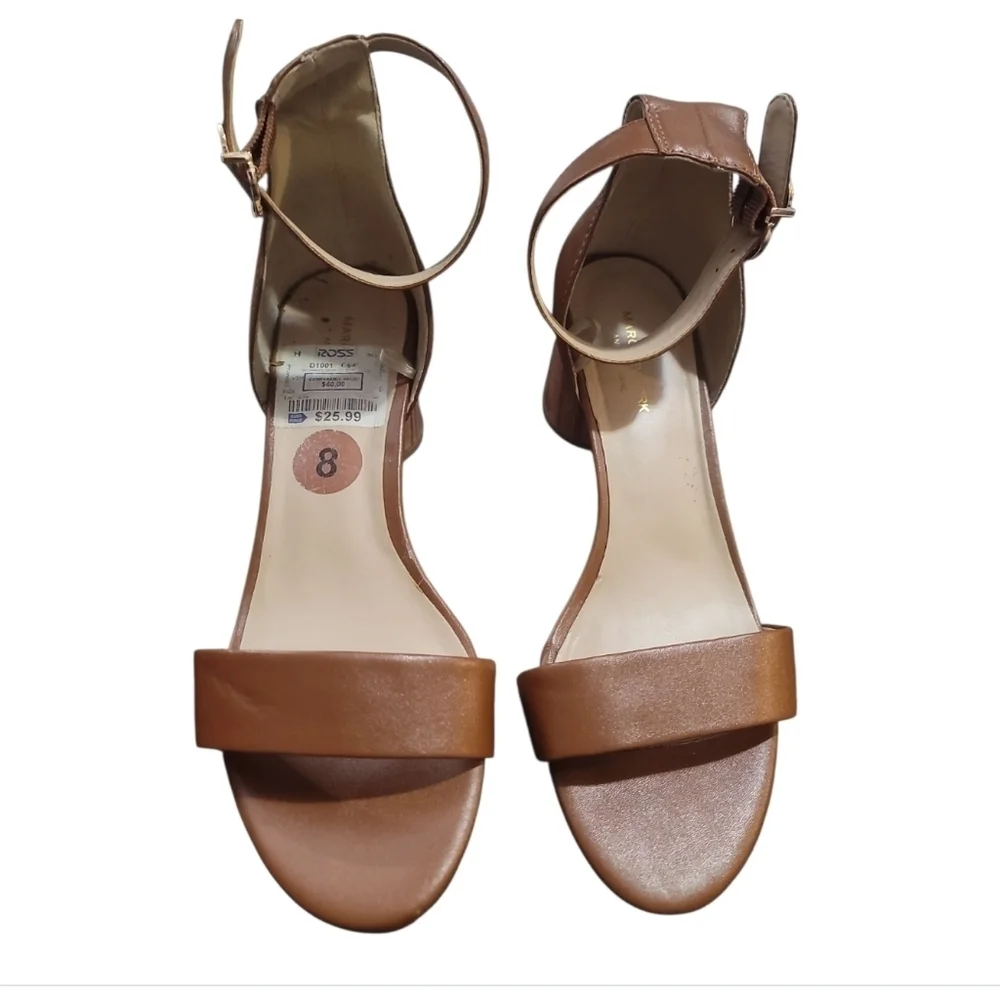 Marc New York Andrew Marc Brown Block Heel open toe Sandals 8